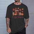 Cozy Season Autumn Leaves Books Pumpkins Fall Halloween T-Shirt Gifts for Him Cozy Season Autumn Leaves Books Pumpkins Fall Halloween T-Shirt Gifts for Him