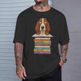 Cute Basset Hound Dog Reading On Pile Of Books T-Shirt Gifts for Him Cute Basset Hound Dog Reading On Pile Of Books T-Shirt Gifts for Him