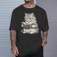 Cute Cat Reading Book Classic Bookworm Animal Pet Lover T-Shirt Gifts for Him