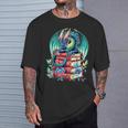 Cute Dragon Books Flower Bookworm Book Lover T-Shirt Gifts for Him