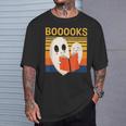 Cute Ghost Book Reading Halloween Teacher Puns Booooks For Men Women Kids T-Shirt Gifts for Him