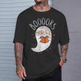 Cute Ghost Book Reading Halloween Teacher Top T-Shirt Gifts for Him
