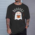 Cute Ghost Reading Book Booooks Teacher Halloween School Kid T-Shirt Gifts for Him
