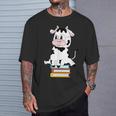 Cute Kawaii Cow Book Reading Bookworm Boys Girls Kids T-Shirt Gifts for Him
