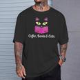 Cute Kitty Face Coffee Books & Cats T-Shirt Gifts for Him Cute Kitty Face Coffee Books & Cats T-Shirt Gifts for Him