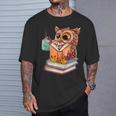 Cute Owl Reading Book And Drinking Tea Reading Rat Bookworm T-Shirt Gifts for Him