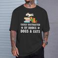 Cute Pet Animals Book Easily Distracted By Dogs Cats & Books T-Shirt Gifts for Him