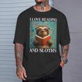 Cute Sloth Reading Book School Librarian Teacher Student T-Shirt Gifts for Him