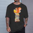 Cute Squirrel Reading Women's Tops Book Lovers T-Shirt Gifts for Him