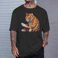Cute Tiger Is Reading a Book Reading Tiger T-Shirt Gifts for Him