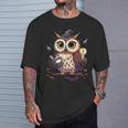 Cute Wizard Owl Reading Book Magic Candle T-Shirt Gifts for Him
