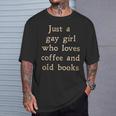 Dark Academia Aesthetic Gay Girl Who Loves Coffee And Books T-Shirt Gifts for Him