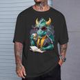 Dragon Reading Book Fantasy Reader Graphic T-Shirt Gifts for Him Dragon Reading Book Fantasy Reader Graphic T-Shirt Gifts for Him
