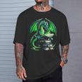 Dragon Reading Books Bookworm T-Shirt Gifts for Him