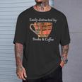Easily Distracted By Books & Coffee T-Shirt Gifts for Him