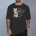 Easily Distracted By Books Wine And Cats Lover T-Shirt Gifts for Him