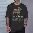 Easily Distracted By Bulldogs & Books Lover Pet Pup T-Shirt Gifts for Him