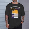 Easily Distracted Cats And Books Cute Cat Book Lover T-Shirt Gifts for Him