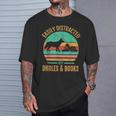 Easily Distracted By Dholes & Books Retro Wild Dogs Lover T-Shirt Gifts for Him