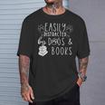 Easily Distracted By Dogs & Books Lover Reading T-Shirt Gifts for Him
