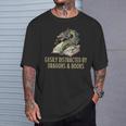 Easily Distracted By Dragons & Books Vintage Style T-Shirt Gifts for Him