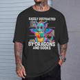 Easily Distracted By Dragons And Books T-Shirt Gifts for Him