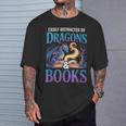 Easily Distracted By Dragons Fantasy Book Reading T-Shirt Gifts for Him