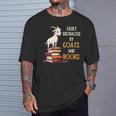 Easily Distracted By Goats And Books Goats And Book Reading T-Shirt Gifts for Him