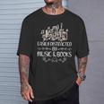 Easily Distracted By Music And Books T-Shirt Gifts for Him Easily Distracted By Music And Books T-Shirt Gifts for Him