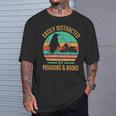 Easily Distracted By Penguins & Books Retro T-Shirt Gifts for Him
