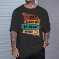 Eat Sleep Read Repeat Reading Books Reader Bookworm T-Shirt Gifts for Him