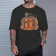 Fall Book Pumpkin Retro Reading Teacher Autumn Books Lover T-Shirt Gifts for Him