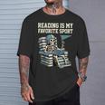 Football Skeleton Reading On Book Stack T-Shirt Gifts for Him