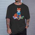 Fox Nerd Reading Books Bookworm Library Book T-Shirt Gifts for Him Fox Nerd Reading Books Bookworm Library Book T-Shirt Gifts for Him