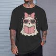 Ghost Reading Book Halloween Cat Lover T-Shirt Gifts for Him Ghost Reading Book Halloween Cat Lover T-Shirt Gifts for Him