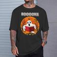 Ghost Reading Books Teacher Halloween Men Women T-Shirt Gifts for Him