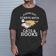 A Good Day Starts With Cats & Books T-Shirt Gifts for Him