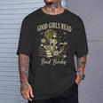 Good Girls Read Bad Books Vintage Skeleton Reader T-Shirt Gifts for Him