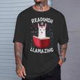 Graduation Cute Animal Llama Reading Book Nerds Bookworm T-Shirt Gifts for Him
