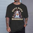 Groovy Read More Books Cute Ghost Teacher Halloween T-Shirt Gifts for Him