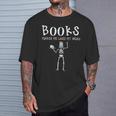 Halloween Literacy Teacher Books Skeleton Librarian Reading For Men Women Kids T-Shirt Gifts for Him