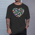 Heart Of Books Book Lover Heart Shape Reading T-Shirt Gifts for Him