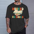 Hooked On Books Retro Reader T-Shirt Gifts for Him