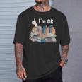 I'm OK Books Pile Books Stack Bibliophile Bookisk T-Shirt Gifts for Him