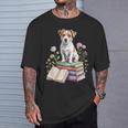 Jack Russell Terrier Bookworm Flowers Book Reading Books T-Shirt Gifts for Him Jack Russell Terrier Bookworm Flowers Book Reading Books T-Shirt Gifts for Him