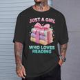 Just a Girl Who Loves Reading Women Book Lover Bookworm T-Shirt Gifts for Him