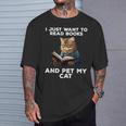 I Just Want To Read Books And Pet My Cat T-Shirt Gifts for Him I Just Want To Read Books And Pet My Cat T-Shirt Gifts for Him