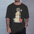 Kawaii Cats Books Coffee T-Shirt Gifts for Him Kawaii Cats Books Coffee T-Shirt Gifts for Him