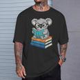 Koala Reading Book Glasses Bookworm Librarian T-Shirt Gifts for Him