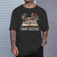 Library Assistant Messy Bun Library Book Reader T-Shirt Gifts for Him
